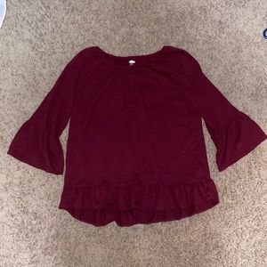 girls maroon half length sleeve top